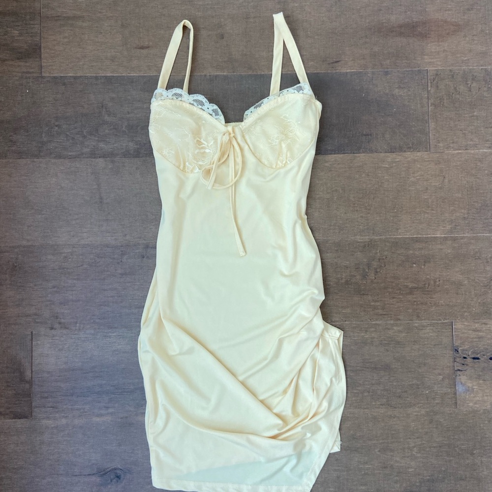 Chic Cream Lace-Accent Slip Dress